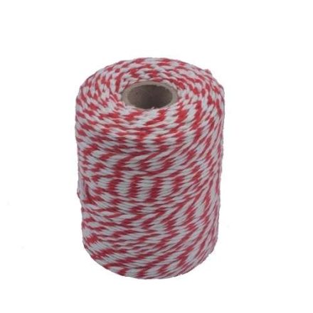 Sznurek bawełniany biało-czerwony do rękodzieła 2 mm 135 m 250 g