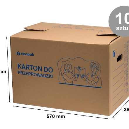 Mocny karton do przeprowadzki 570x380x390mm(zew) Z Uchwytem 10 sztuk