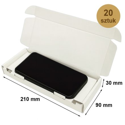 Karton Wykrojnikowy 210x90x30mm Biały Do Wysyłki Telefonów - 20 sztuk
