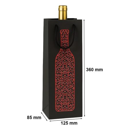 Elegancka torebka prezentowa na wino z dnem klockowym 125x85x360