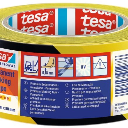 Taśma Ostrzegawcza TESA PVC 50mm/33 Żółto-Czarna Taśma Do Podłóg