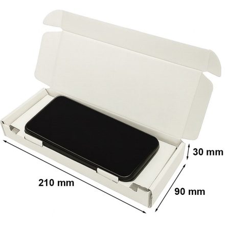 Karton fasonowy 210x90x30 mm biały do wysyłki telefonów i smartfonów