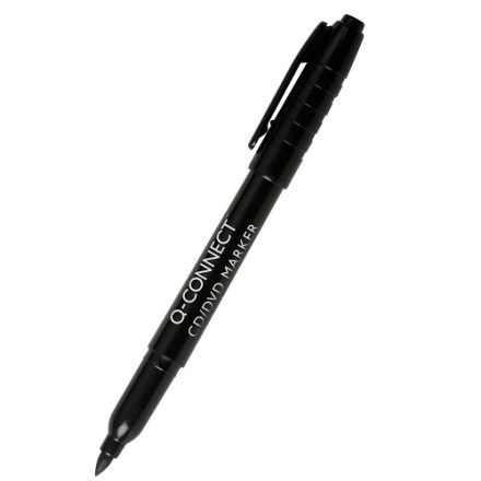 Marker do płyt CD/DVD Q-Connect czarny 1 mm wodoodporny, 1 szt.