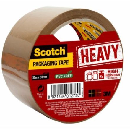 Mocna taśma pakowa klejąca SCOTCH HEAVY brązowa 48 mm x 66 m do paczek