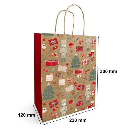 Torba papierowa świąteczna na prezenty 230x120x300mm NOELLA NATURAL