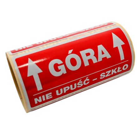 Naklejki ostrzegawcze GÓRA/NIE UPUŚCIĆ-SZKŁO 100x50 mm 100 szt.