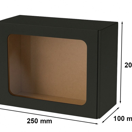 Pudełko ozdobne wykrojnikowe EKO czarne z oknem 250x200x100 mm