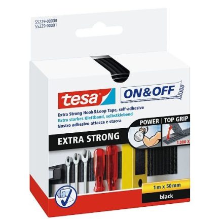 Rzep samoprzylepny w taśmie TESA Extra Strong 1 m x 50 mm czarny