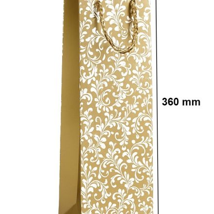 Torebka prezentowa papierowa na wino złota 125x85x360 z uchwytem