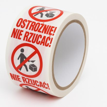Taśma pakowa ostrzegawcza z nadrukiem OSTROŻNIE NIE RZUCAĆ 48mm/66m