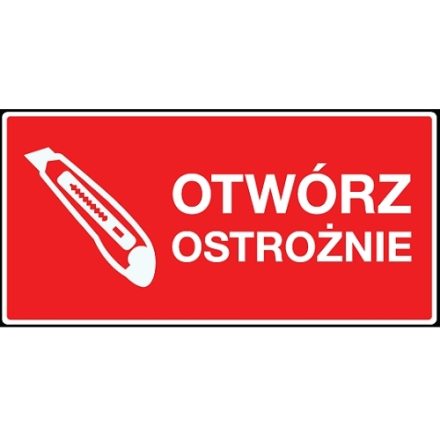 Etykiety ostrzegawcze samoprzylepne Otwórz ostrożnie 100x50mm 100szt