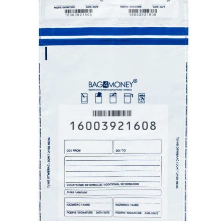 Koperty bankowe bezpieczne LDPE B4 250x350 mm białe kryjące 100 szt