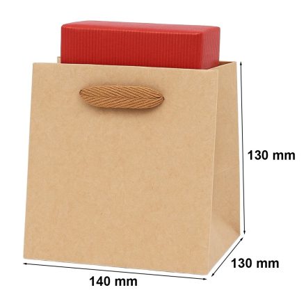 Torba papierowa kraft na prezent 14x14x13 cm, brązowa 210 g, 1 szt.