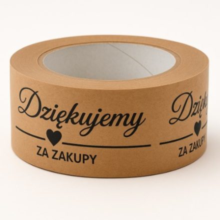 Taśma pakowa papierowa kraft Dziękujemy za zakupy 48mm/50m brązowa