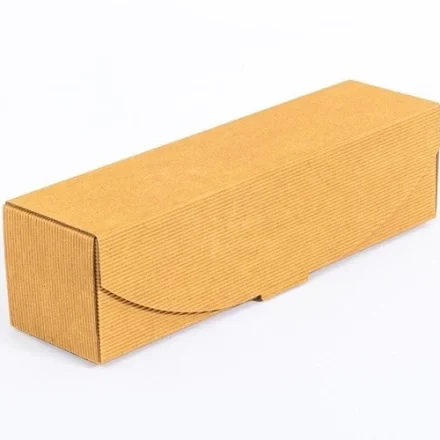Pudełko karbowane Na Butelkę Wina brązowe 85x87x318mm zew Prezentowe