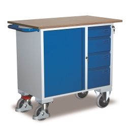 Wózek warsztatowy SW-985.000 z blatem, szafką i 4 szufladami 400 kg