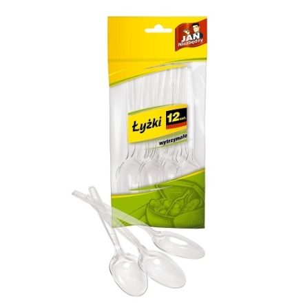 Łyżki jednorazowe plastikowe transparentne Jan Niezbędny 12 szt.