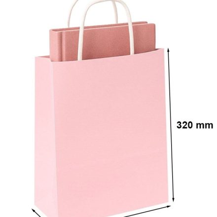 Papierowa torebka prezentowa 240x100x320 mm pastelowy róż ze sznurkiem